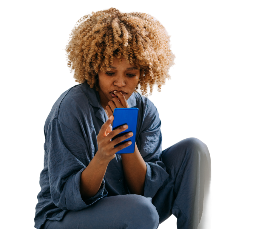 lady looking at phone