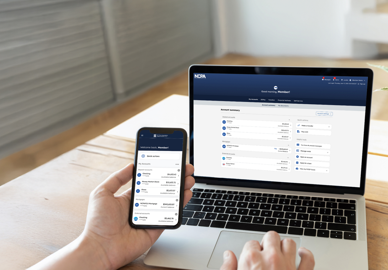 Phone and Laptop showing new online access