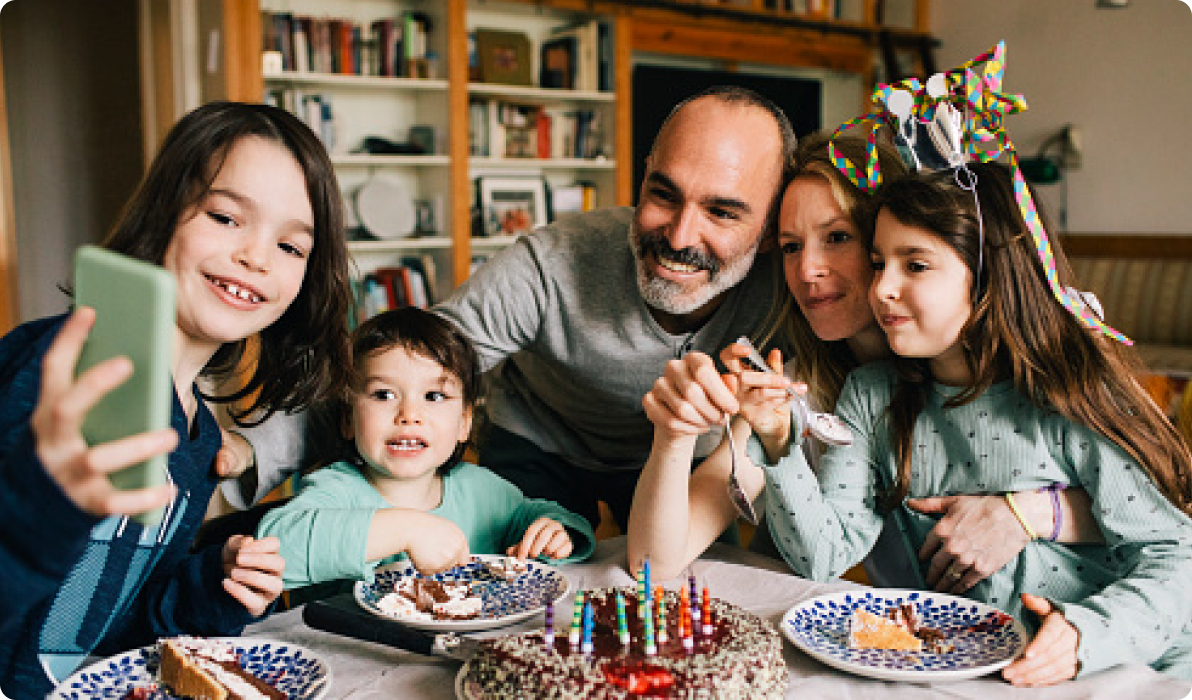 family having a birthday celebration