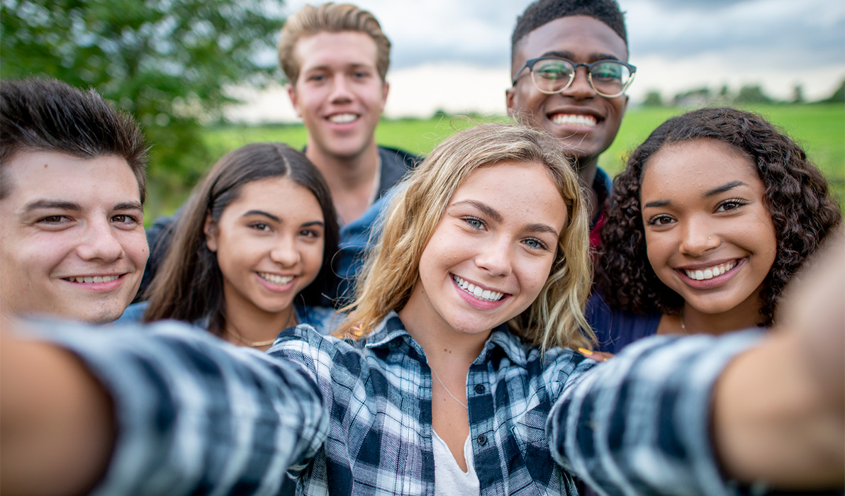 Group of teenagers taking a selfie