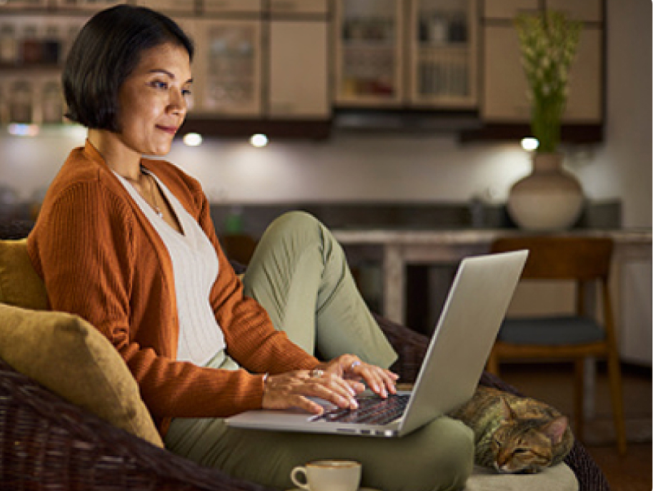 woman at home on computer